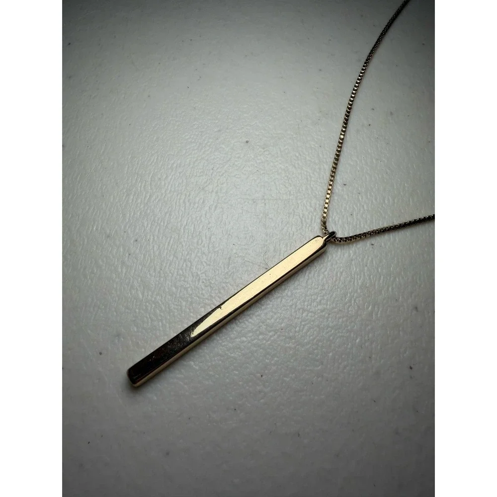 Express Gold Tone Double Layered Vertical Bar Pendant Necklace Minimalist 32 In